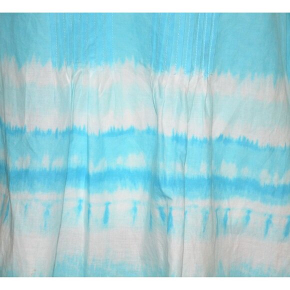 J. Jill Ladies Pintuck 3/4 Roll Tab Sleeve V-Neck Blouse Top Size M Blue & White - Picture 4 of 13